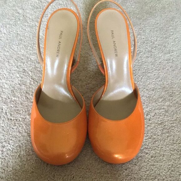 NWOT PAUL ANDREW Tangerine Round Toe Slingback Pump - Picture 6 of 14